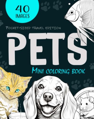 PETS Mini Coloring Book: Animal Coloring Pages - Pocket-sized and Travel Ready image 2