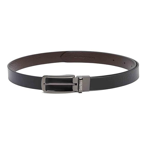 LOUIS STITCH Men's Italian Leather Reversible Belt 1.25 inch (35mm) Handmade Formal Waist Strap with Nickel Buckle Belt for Men Gents Boys (Black/Brown) (FFSHGB)