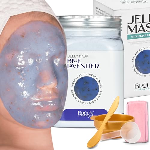 BRÜUN Mascarillas de Gel Blue Lavender | Mascarilla Facial de Gelatina Hidratante para la Cara en Polvo | Jelly Mask Hydro Faciales Hidratantes | 652 g | Skin Care Spa Set