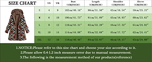 Jofow Womens Jackets Coats Boho Flowers Leaves Floral Print Fleece Lined Hooded Warm Loose #TOP3