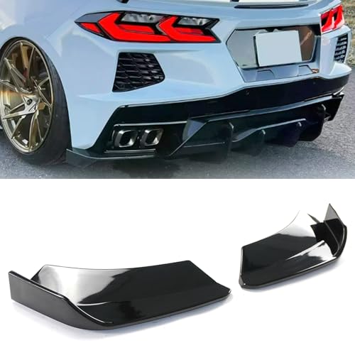 sosega C8 Rear Bumper Splitters for Chevrolet Corvette C8 Stingray Z51 2-Door 2020-2024 STG 3 Add-On Rear Bumper Splitter Canards Fins Side Corner Splitter Aprons (Glossy Black)