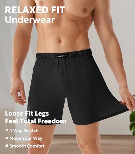 DAVID ARCHY Mens Boxer Shorts Breathable Soft Rayon Made from Bamboo Boxers for Men Loose Fit Mens Underwear 3 or 5 Pack4