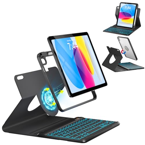 Image of Keyboard Case for iPad 10th Generation 2022 & A16 11th Generation 2025, 10.9 /11 Inch Detachable Wireless Keyboard Cover with Pencil Holder, 360 Rotatable, Folio Protective Case for iPad 11th /10th Gen