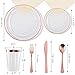 I00000 25Guest Rose Gold Plates with Disposable Silverware, Disposable Dinnerware Includes 25 Dinner Plates 10.25