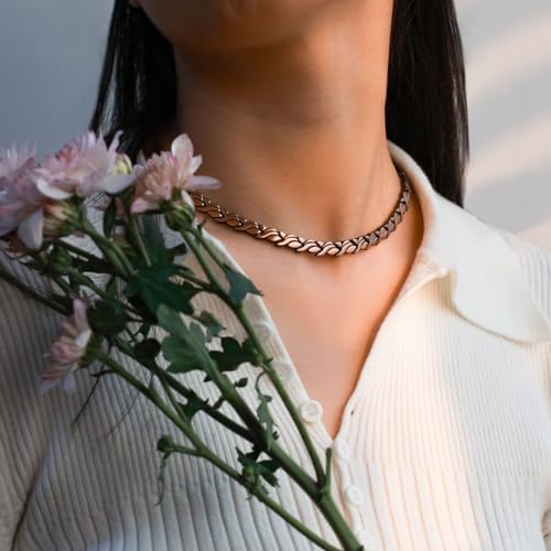 RainSo Elegante Magnetkette aus Massivem Kupfer mit Geschenkbox - Zeitloser Antioxidativer Schmuck, Handgefertigtes Komfortdesign