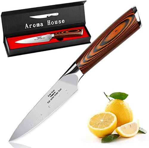 Aroma House Paring Knife, 4" Kitchen Fruit Knife Utility Knife Peeling Knife, German High Carbon Stainless Steel with Ergonomic Handle, Kitchen Gift.