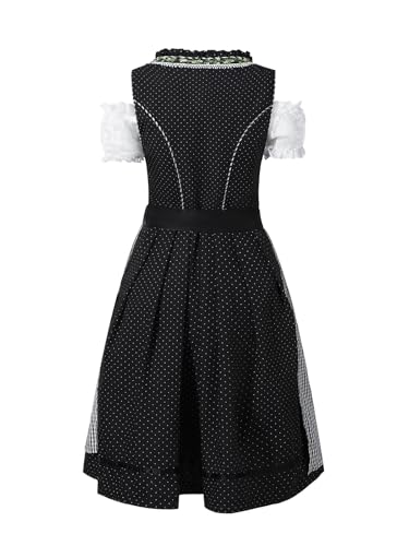 IIBOOYYE Women\'s German Oktoberfest Costumes 3 Piece Dirndl Dresses Blouse for Bavarian Carnival Black S