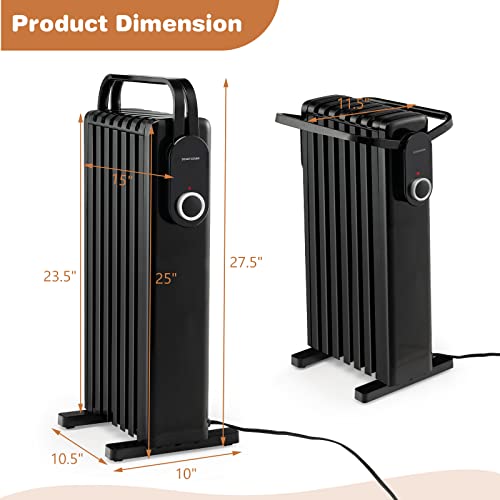 Goflame 1500W Oil Filled Radiator Heater, Electric Portable Space Heater With 3 Heat Settings, Overheat & Tip-Over Protection, Quiet Heater With Towel Rack And Wheels For Home Office Indoor Use, Black #TOP6