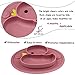 Linowos Baby Divided Plate Placemat Silicone- Portable Non Slip Child Feeding Suction Plate for Children Babies and Kids BPA Free Baby Dinner Plate Microwave Dishwasher Safe (Duck-Blush)