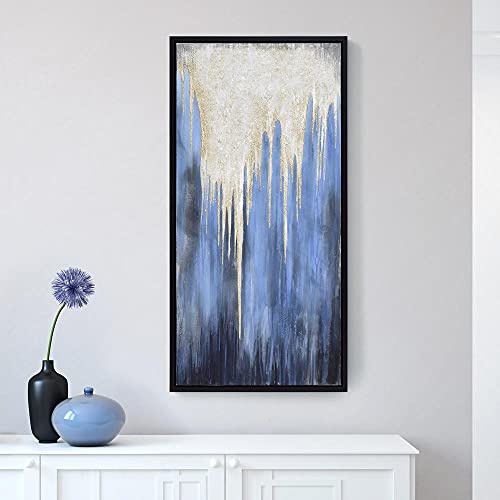 Empire Art Direct Abstract Wall Art Textured Hand Painted Canvas by Martin Edwards, Black Frame, 24" x 48", Snowy Drip 1 by Empire Art Direct - Used condition - Image 5