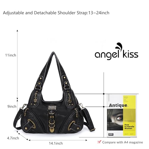 Angel Kiss Sac a Main Portés épaule Femme Grand Sac à Bandoulière Souple En Cuir PU Hobo Sacs Fourre Tout Femme – vue 3