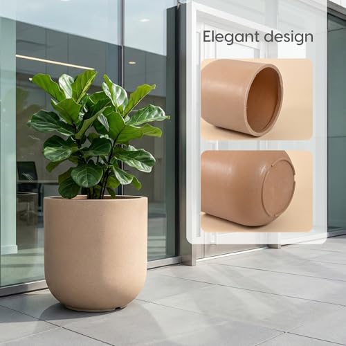 Image of Eha Earth Friendly Roto Bloom Big Planters for Home Decor | 15 inch, Pack of 1 | Plant Pot Made with Rice Husk | UV Protected Pot for Plant | Pots & Planters Big Size | Dune