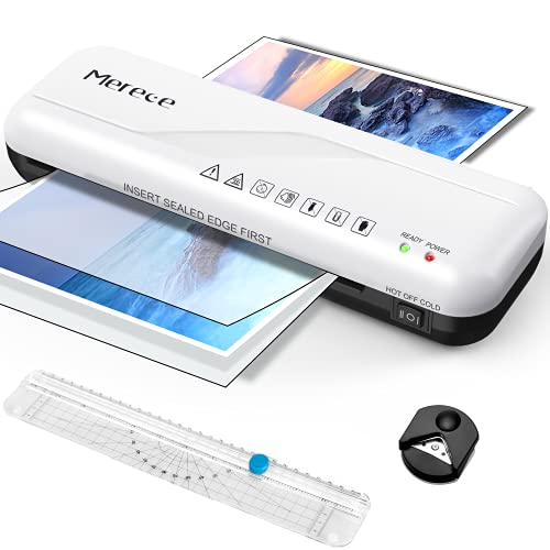 Merece Laminator - A4 Laminator Machine, Thermal Laminator for Home Use School Teachers Office Card Classroom, 9 Inches Small Hot Cold Lamination Machine with 30 Laminating Sheets (White)
