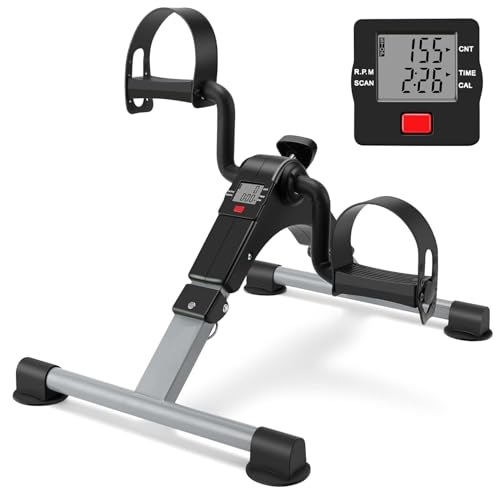 Image of Folding Fitness Mini Cycle Pedal Exerciser | Adjustable Resistance Levels and Digital Display | Compact & Portable Design | Portable Under Desk Pedal Exerciser for Home & Office Workout