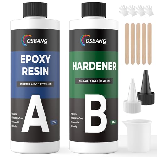 Image of 34OZ Hard Type Epoxy Resin, Crystal Clear for Casting, Coating, Jewelry Making & DIY, No Bubble Non-Yellowing Deep Pour (17OZx2)