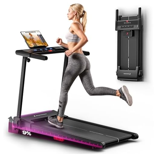 Sportstech sProRun Laufband für Zuhause klappbar, Treadmill bis 12 km/h, Laufband mit 9% Steigung, leiser Walking Pad, kompakt, Bluetooth App, LED Display, Tablethalter, bis 120 kg