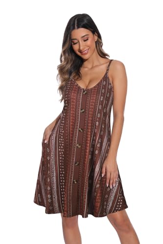 Image of JOELLYUS Summer Dresses for Women Spaghetti Strap Button Down Casual Sundress Beach Cover Up Dress with Pockets 2026