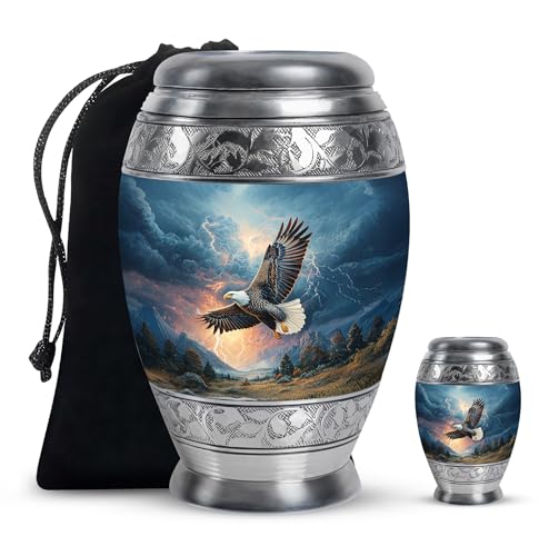 Image of Eagle Urn Small Cremation Urn for Ashes Adult Male Dad 1 Large & 1 Small | Keepsake Funeral Urns for Women, Funeral Decorative Ashes