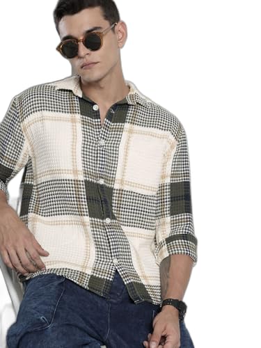 Chemise pour homme en maille texturée et col découpé fluide