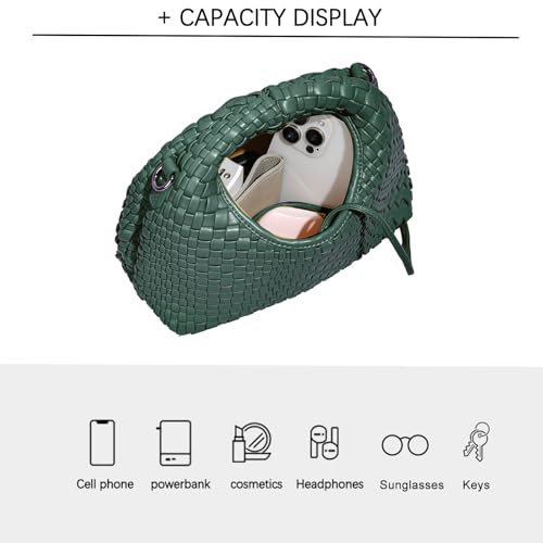 Image of JINMANXUE Fashion Mini Handbag For Women, Woven Tote Bucket Composite Bag Knitting Chain Bags, Crossbody Shoulder Purses