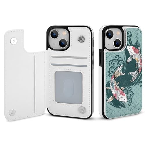 iPhone13用ケース カバー 手帳型 鯉 和柄 和風 アイフォン13用 カード収納 横置きスタンド機能 全面保護 Case