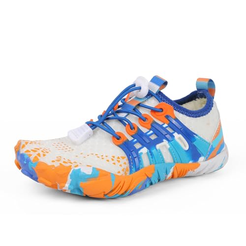Zapatos acuáticos para niños, transpirables, ligeros, de secado rápido, para niños y niñas, ideales para la playa, natación y aventuras al aire libre, White, 28 EU