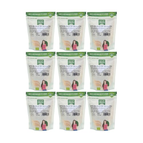 NaturGreen - Harina de Dátiles Bio, Pack 9 x 200 g, 100% Natural, Fuente de Proteínas y Fibra, Sin Gluten, Ideal para Repostería y Mezclas Keto