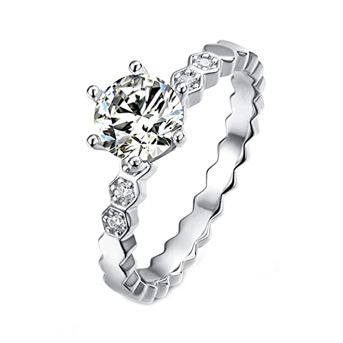 Bague moissanite femme solitaire anneau hexagone argent 925