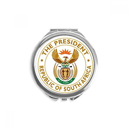 Espejo de mano de bolsillo redondo con emblema de África del Sur para maquillaje