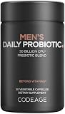 Codeage Men’s Daily Probiotic Supplement - 50 Billion CFU Probiotic Blend with Zinc, Inulin Prebiotic, Saw Palmetto – Men’s Wellness Support – 1 Capsule Per Serving - Non-GMO – 30 Capsules