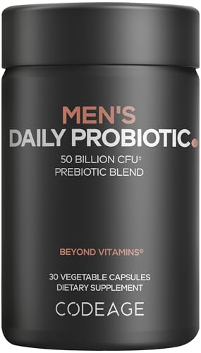 Codeage Men's Probiotic 50B CFU with Zinc, Saw Palmetto, and Prebiotic, 30 Vegan Capsules, Shelf-Stable