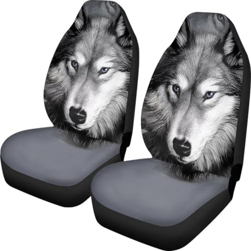 Pehede Car Seat Cover Grey Wolf Front for Cars, Easy to Install Cover Set, Accessories Auto Trucks Van SUV,2 Packs