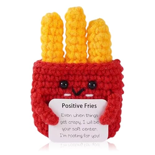 Lustige Positive Kartoffel-Pommes Geschenke,Pocket Hug Pommes Frites,Handgemachte Emotional Support Kuscheltier,Positive Potato Strickpuppe mit Frontkarte,Positive Geschenke für Kinder,Freunde