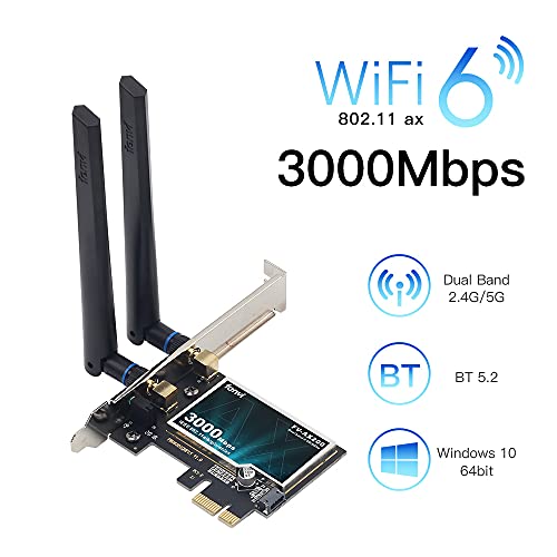 Wifi 6 Ax200 Ax200Ngw Desktop Pci-E Wireless Adapter Dual Band Bt5.2 3000Mbps Wifi 802.11Ax Pcie Network Card For Ax Ax11000 Router Mu-Mimo Gigabit Speed 4K 8K Video Gaming For Pc Windows 10,11 64 Bit #TOP1