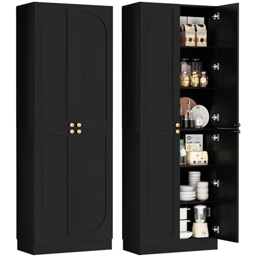 Cyclysio 80" Kitchen Pantry, Extra Tall Arch Storage Cabinet with