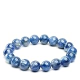 NIBHZ Pulsera de cianita, Piedra Preciosa Azul, Cristal Redondo, Pulsera elástica, Cuentas Redondas, Piedra Preciosa de cianita Natural,5a,7mm