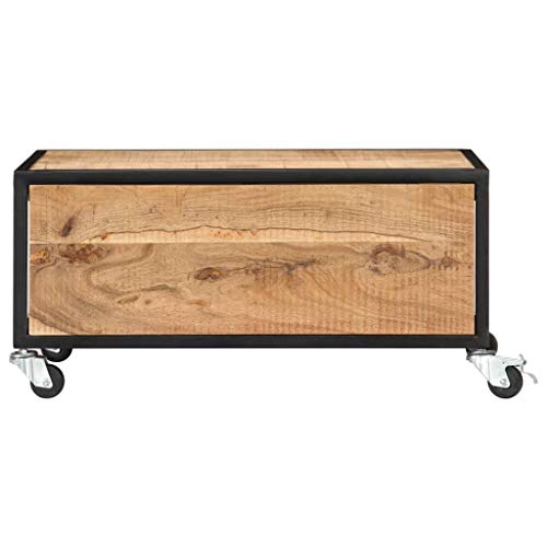 Mesa de centro con ruedas y almacenamiento de madera solventa espacio en salon 5