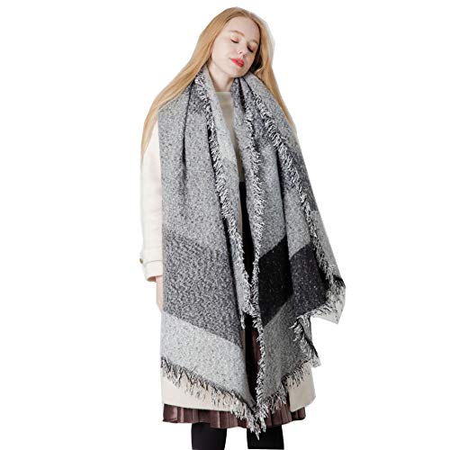 WSLCN Cachecóis femininos de inverno cachecol cobertor quente xadrez longo grande quente cachecol gr