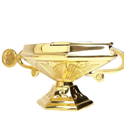 Needzo High Polished Brass Censer with Matching Boat & Spoon, Traditional Church Incense Burner, 10.5 Inches by Needzo - Used condition - Image 3