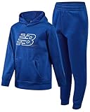 New Balance Boys Sweat Suit Set - 2 Piece Soft Fleece Tracksuit Set with Pullover Hoodie & Jogger Sweatpants for Boys (8-12), Galaxy Blue, 8