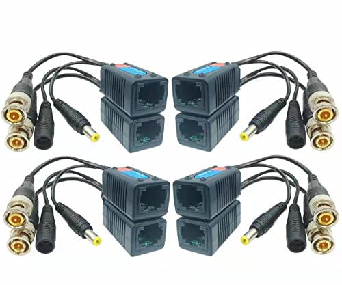 🛒 Flash Sale AimHD 4 Pair Passive Video Balun BNC to RJ45 Adapter with Power Upgraded Full HD 1080P-8MP Surveillance Security Camera Ethernet Cable Transceiver Cat5e Cat6 Cable to BNC Male Connector