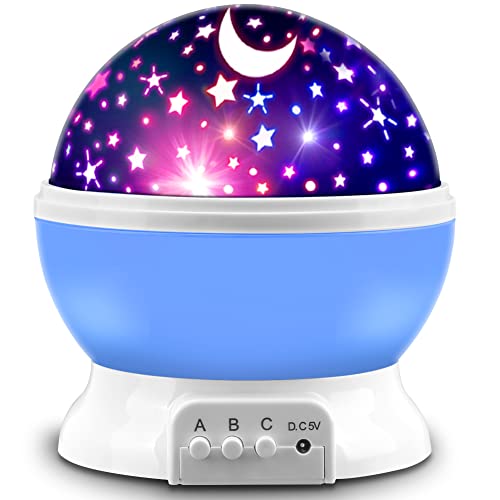 MOKOQI Star Projector, Night Light Lamp Fun Birthday Gifts for 1-4-6-14 Year Old Girls and Boys Kids Bedroom Decor -Blue