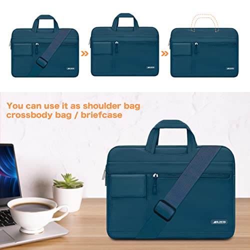 Mosiso Laptop Shoulder Bag Compatible With Macbook Air 13 Inch M2 A2681 M1 A2337 A2179 A1932/Pro 13 M2 M1 A2338 A2251 A2289 A2159 A1989 A1706 A1708,Polyester Flapover Briefcase Sleeve Case, Deep Teal #TOP3