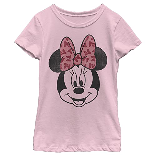 Disney Characters Modern Minnie Face Girl's Solid Crew Tee