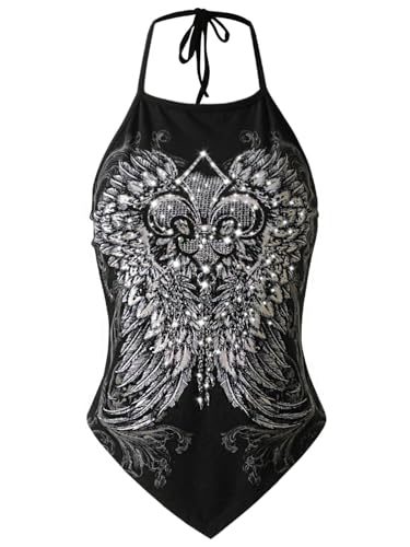 Image of Design by Olivia Women's Sexy Paisley Bandana Halter Top Y2K Crop Shirt