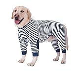 Large Dog Clothes,Dog Pajamas Jumpsuit Flexible Breathable Zipper Soft Cotton Striped Dog Jumpsuit Costume Apparel for Medium Dogs Large Dogs (8-Back length-60cm, Grey blue)