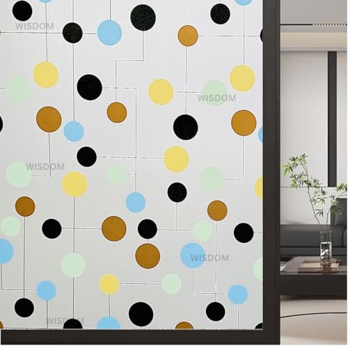 Image of WISDOM Premium Frosted Glass Window Film Self Adhesive Decorative Glass Window Privacy Sheet Film UV Control Removable Vinyl Privacy Film (Color Dot Frosted, 12x66 Inch)