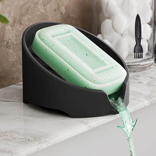 NiHome Silicone Soap Dish with High-Efficiency Drainage for 