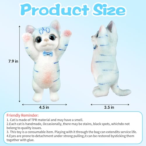 Image of Big Hand Painted Cat Squishy Toys,Large Cute Ultra Soft Kitty Squeeze Fidget Toys for Stress Relief ,Kawaii Squishies Sticky Animal Toys for Adults Kids,Decompression Sensory Balls Toys (Bule)
