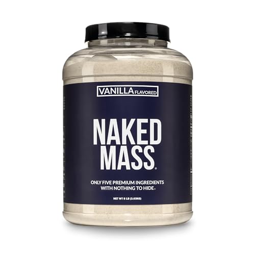 NAKED Vanilla Mass - All Natural Vanilla Weight Gainer Protein Powder - 8lb Bulk, NSF Certified, GMO Free, Gluten Free & Soy Free, No Artificial Ingredients - 1,260 Calories - 11 Servings